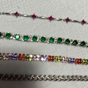 Elegant Silver and Multicolor Gemstone Bracelet Set